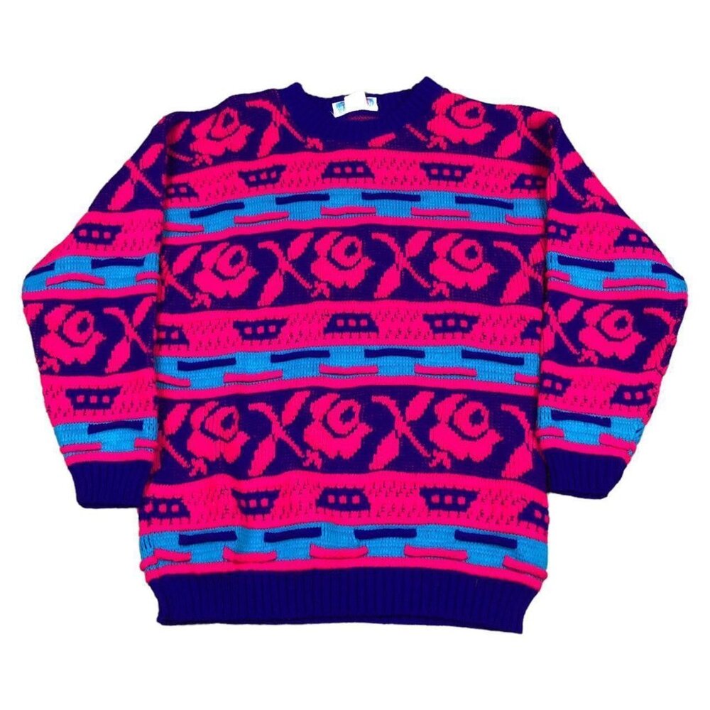 Vintage 90s Jamie Rose Multicolor Patterned Sweater Women's Size‎ Medium